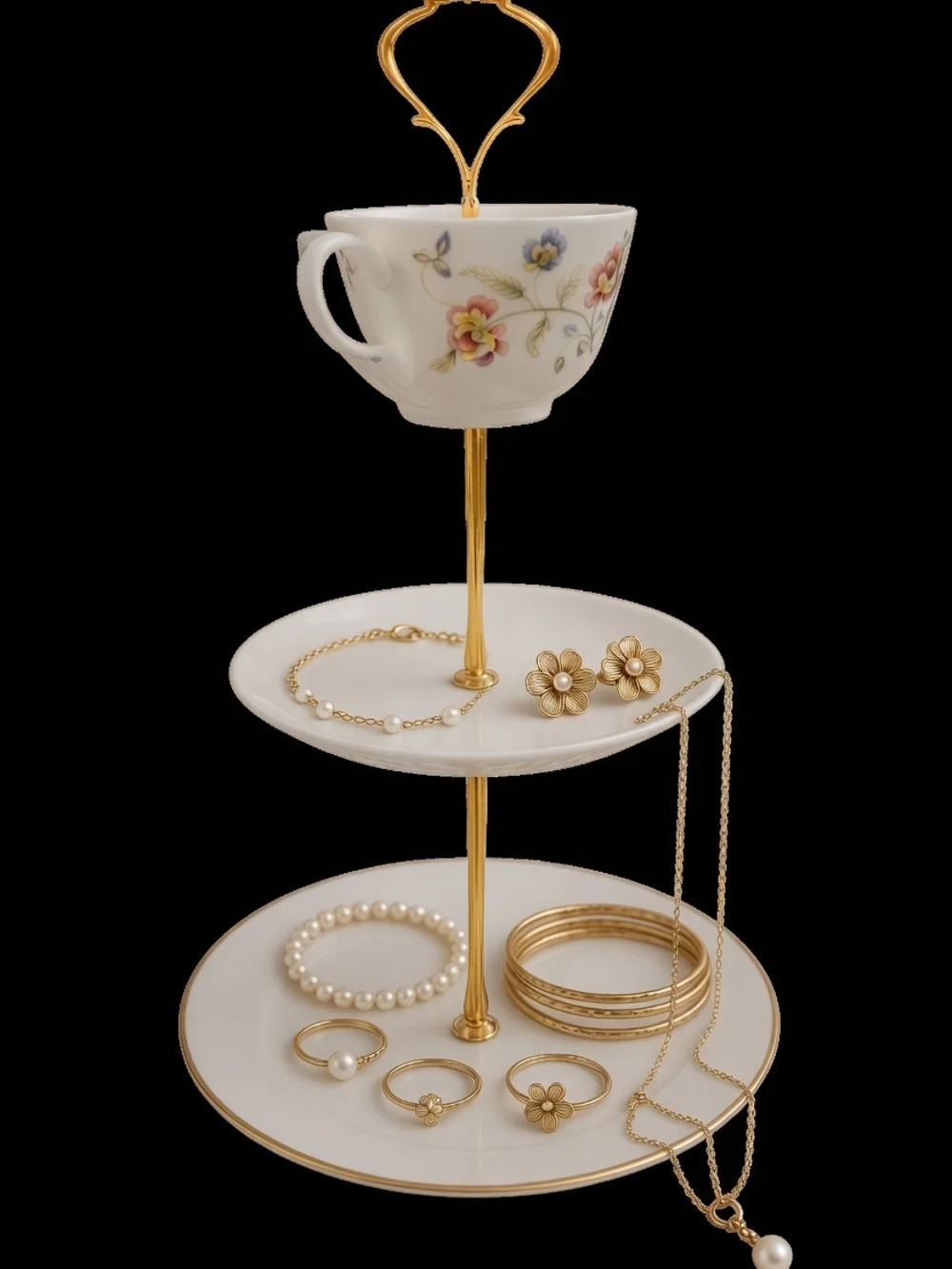 Vintage Floral Tiered Tray - Picture 3 of 4